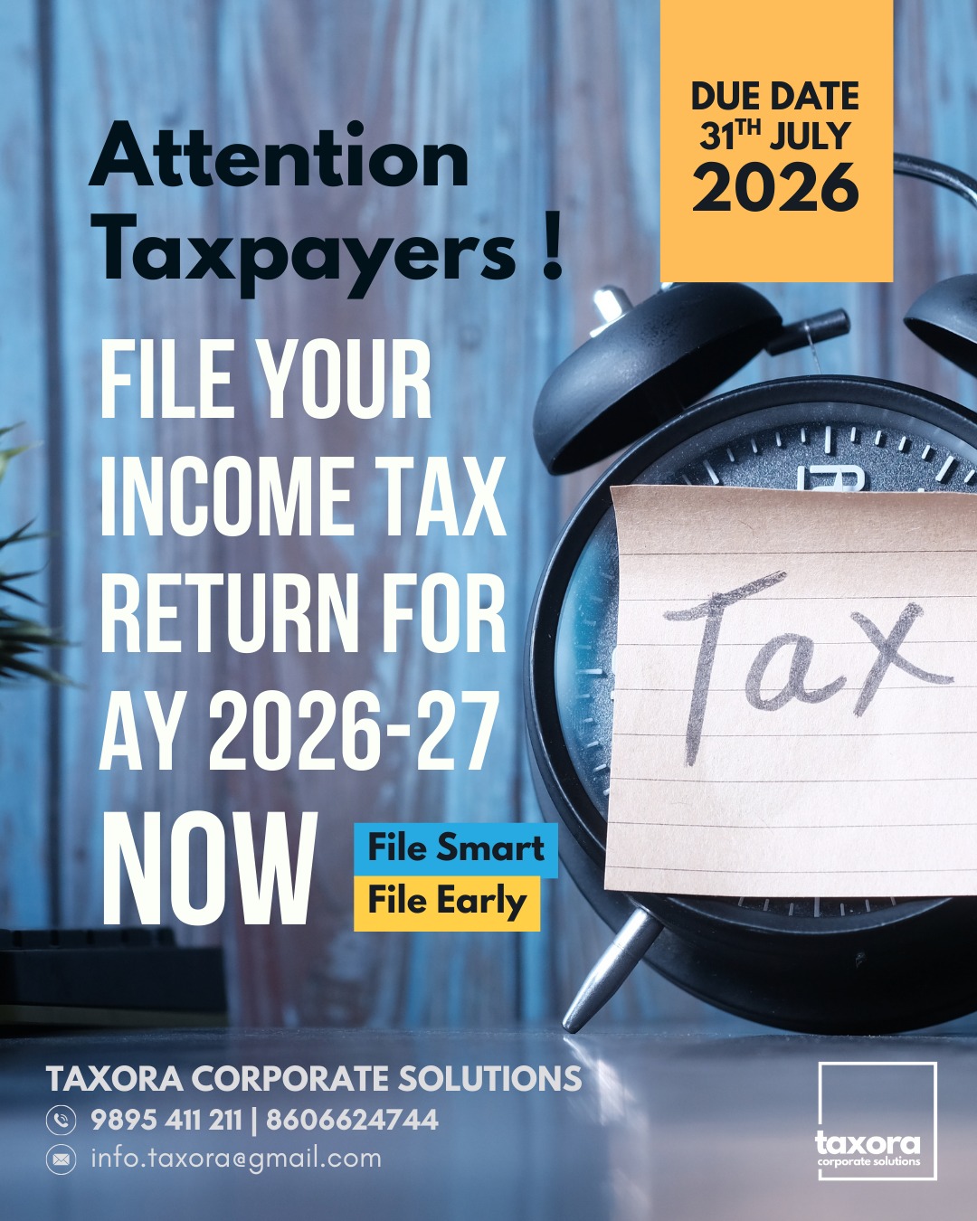 Reminder to file ITR before deadline.