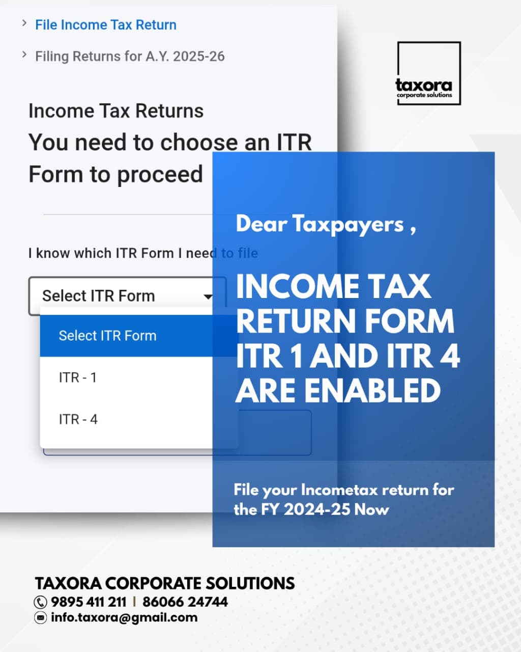 Info on ITR-1 and ITR-4 availability.